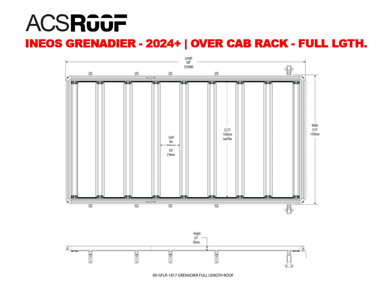 INEOS GRENADIER ACS ROOF FULL LENGTH PLATFORM RACK | 2024+